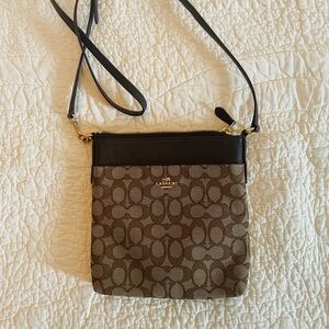 Coach Tan and Black Signature Mini Bag